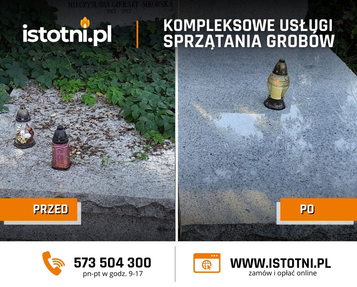 Opieka nad grobami Kalisz - sprzątanie grobu, znicze, kwiaty