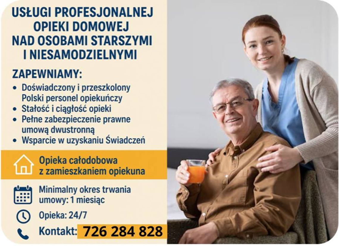 Opieka nad seniorem w domu Piła - 24 godziny/dobę. Cała Wielkopolska