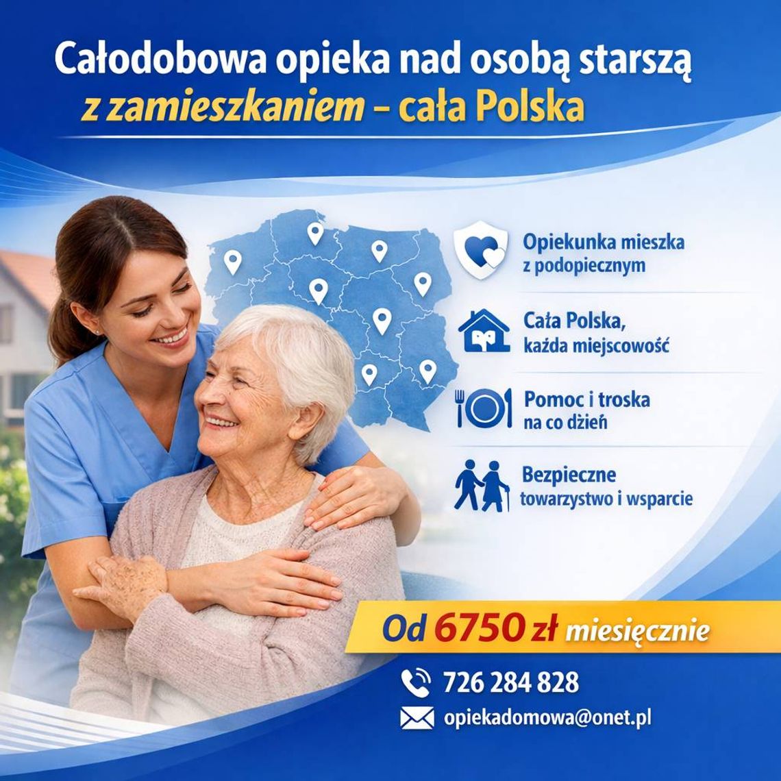 Opiekunka zamieszka z seniorem - opieka w całej Polsce, opiekun z zamieszkaniem